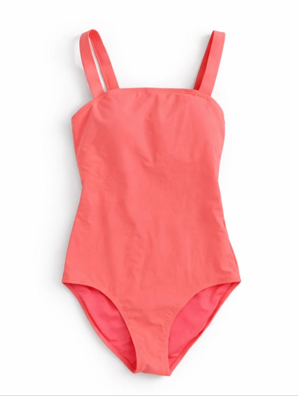 Eddie Bauer Small One Piece Swimsuit Coral Pink Square Neck Adjustable Strap